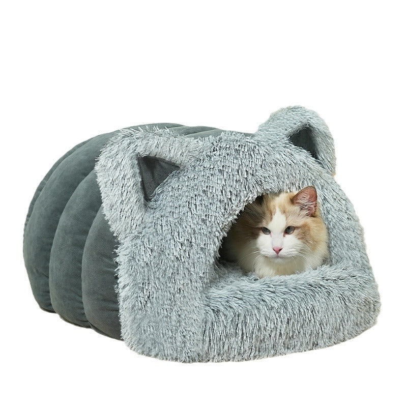 Plush Cat Ears Pet Bed