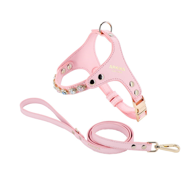 Rhinestone Dog Harness & Leash