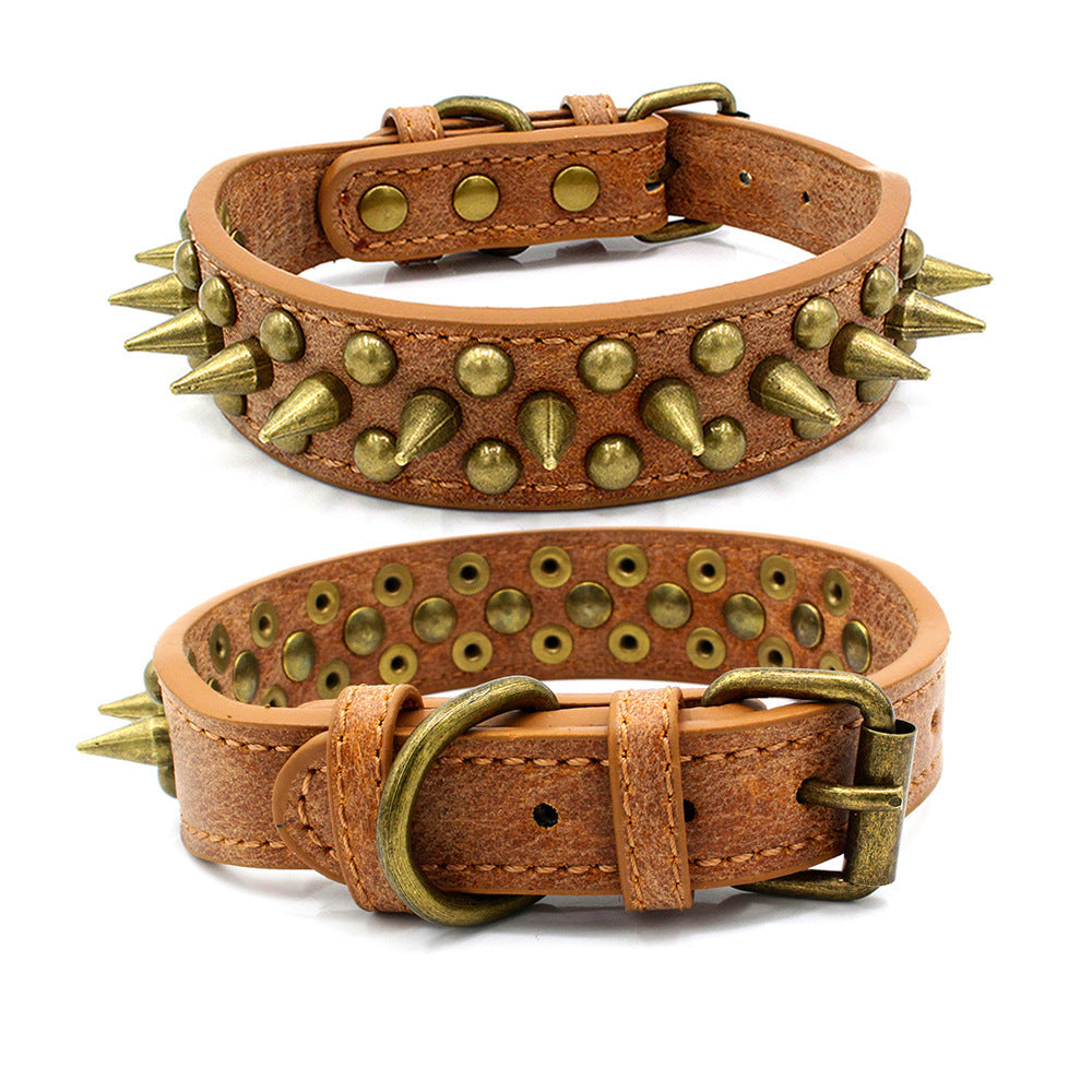 Bronze Pointed Rivet Pet collar