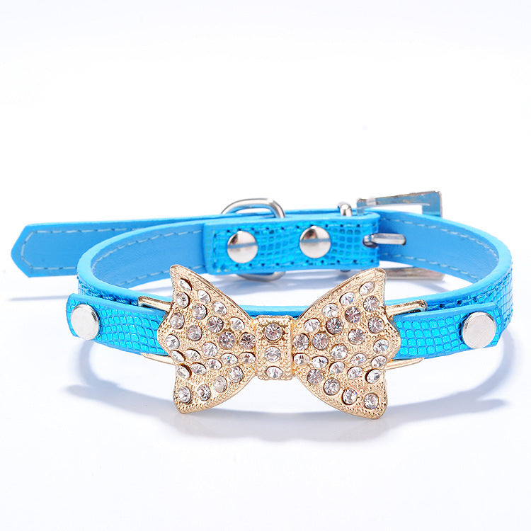 Bowknot Rhinestone Pet Collar