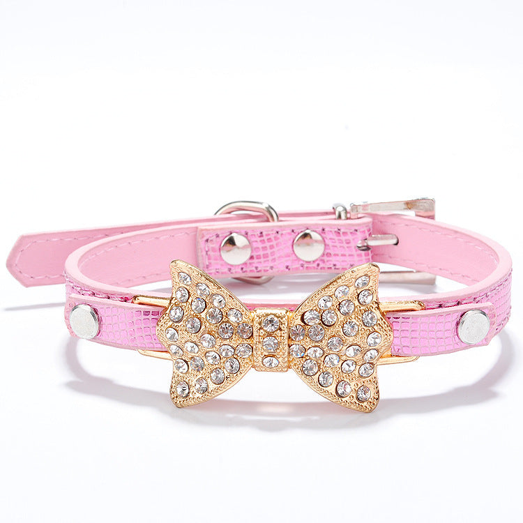 Bowknot Rhinestone Pet Collar