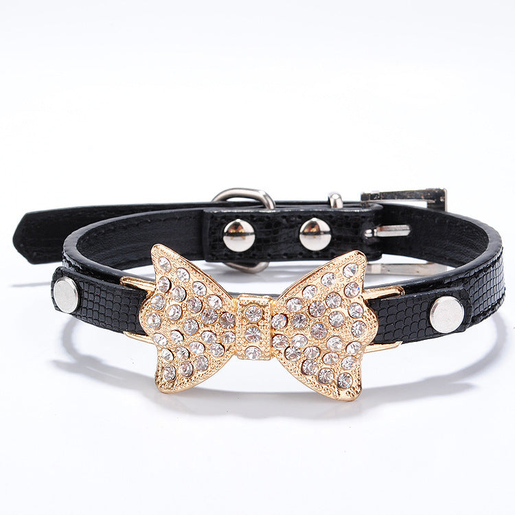 Bowknot Rhinestone Pet Collar