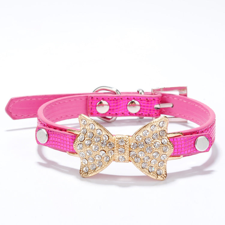 Bowknot Rhinestone Pet Collar
