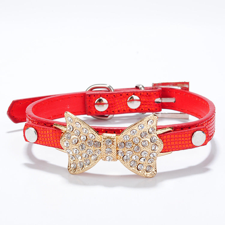 Bowknot Rhinestone Pet Collar