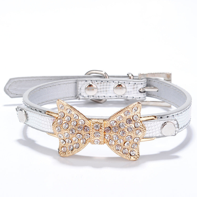 Bowknot Rhinestone Pet Collar