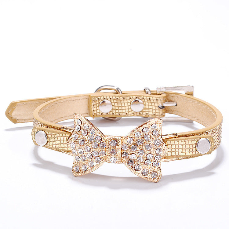 Bowknot Rhinestone Pet Collar