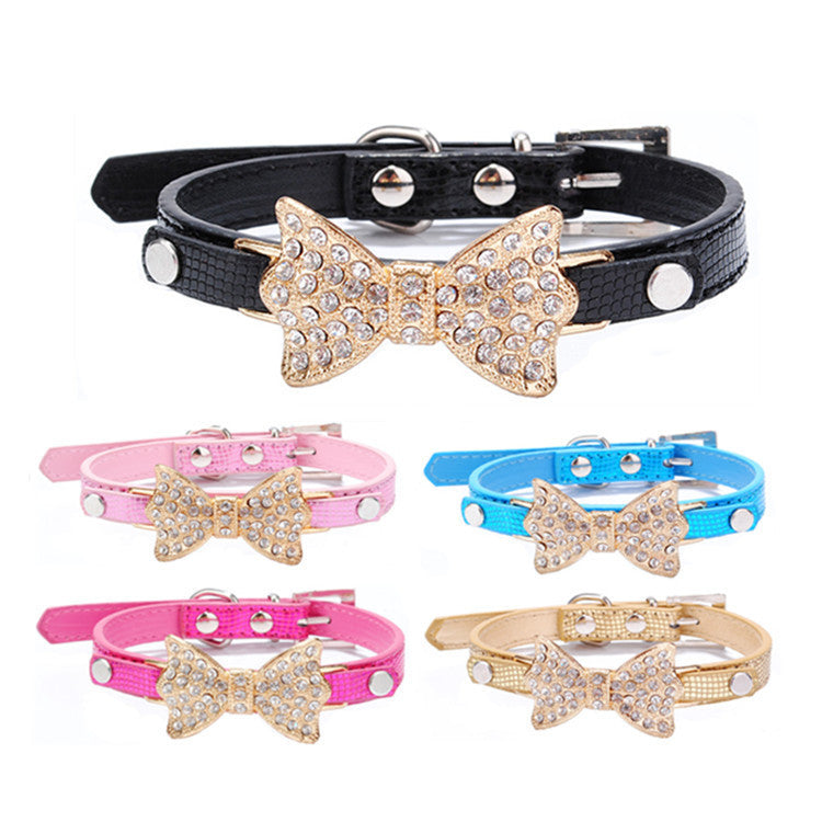 Bowknot Rhinestone Pet Collar