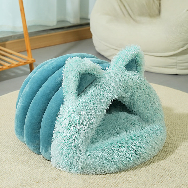 Plush Cat Ears Pet Bed