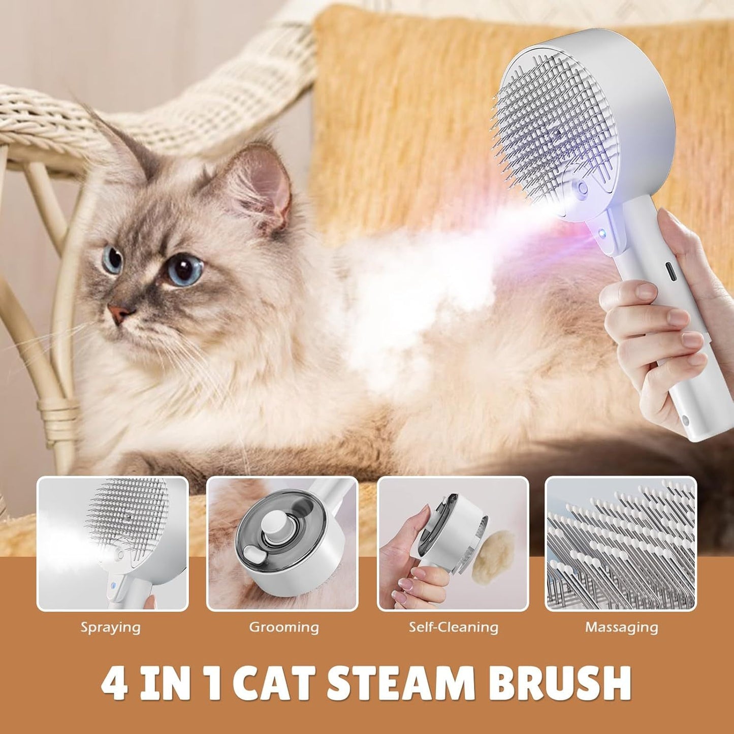 Steam Grooming Brush for Pet