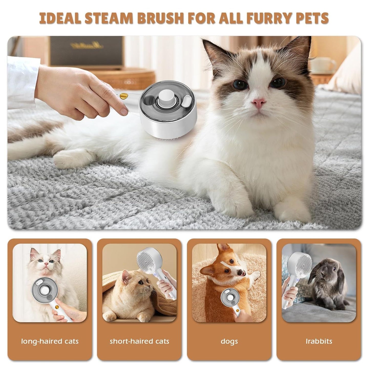 Steam Grooming Brush for Pet