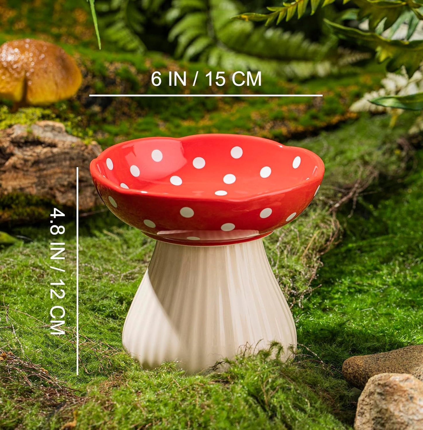 Mushroom Polka Dot Cat Bowl