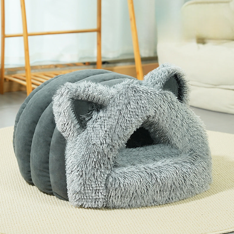 Plush Cat Ears Pet Bed