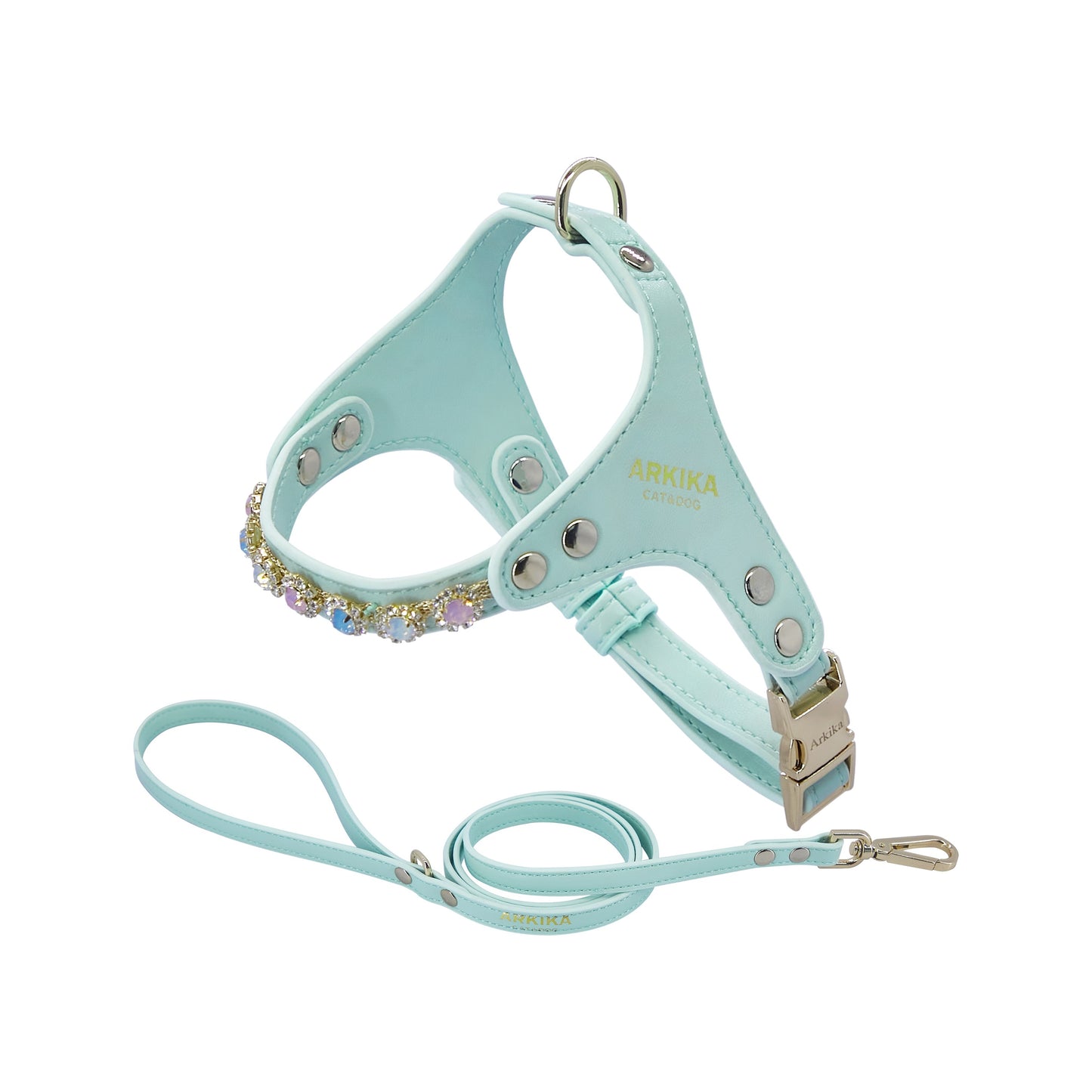 Rhinestone Dog Harness & Leash