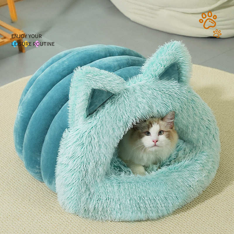 Plush Cat Ears Pet Bed