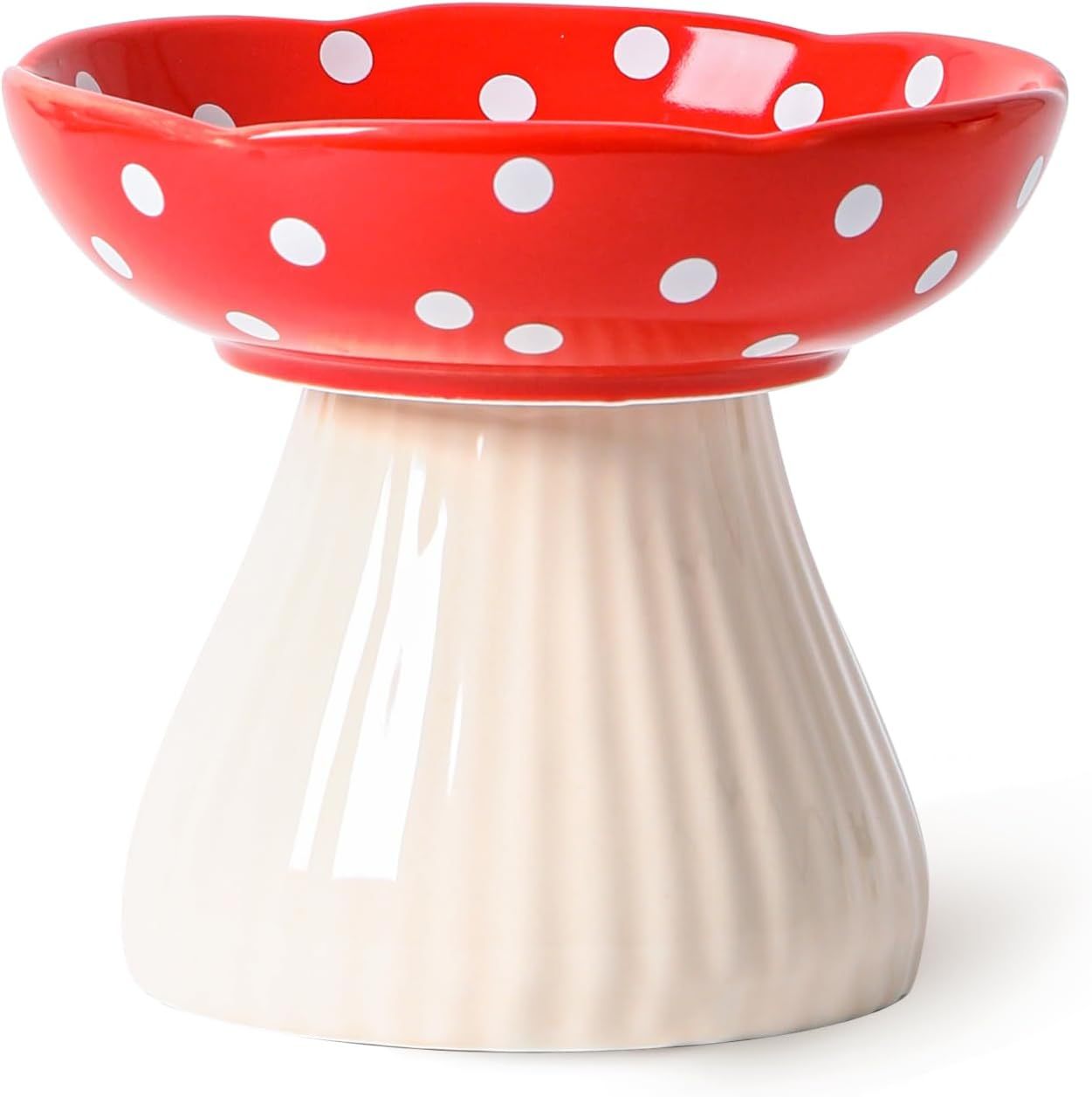 Mushroom Polka Dot Cat Bowl